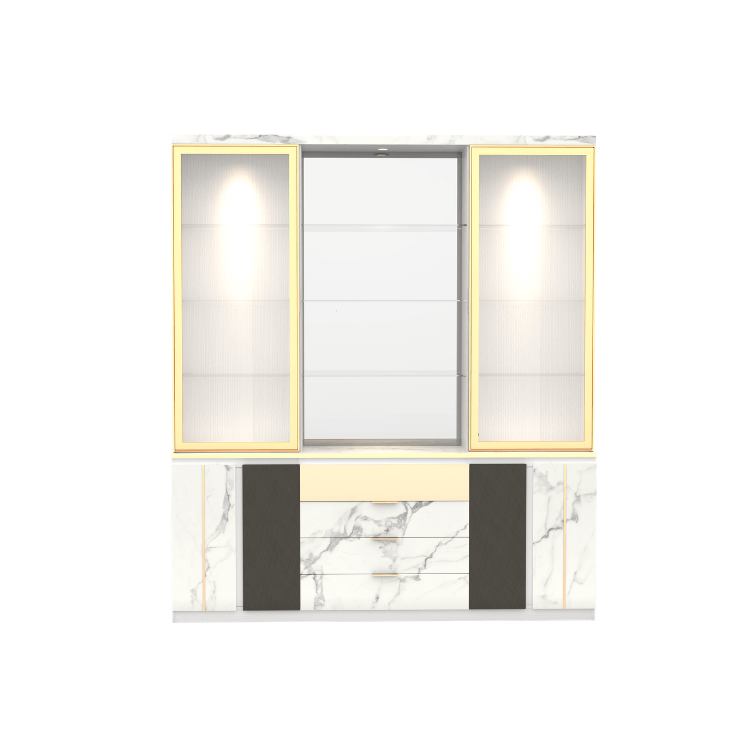 ตู้โชว์กระจก WISDOM DESIGN FURNITURE รุ่น GW-201 200 ซม. สีขาว/ซอฟท์มาร์เบิ้ล